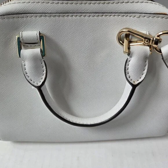 Michael Kors Purse White Saffiano Leather Jet Set Small Satchel Crossbody Bag - Picture 9 of 16